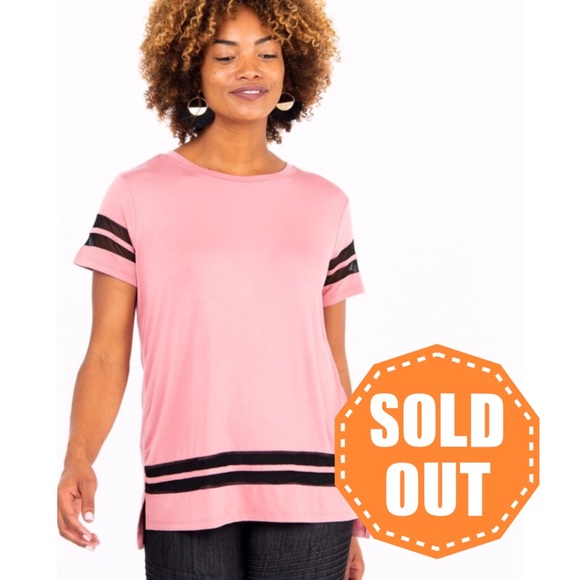 Agnes & Dora Tops - 🏑 Sporty hi lo tee blush black mesh stripes